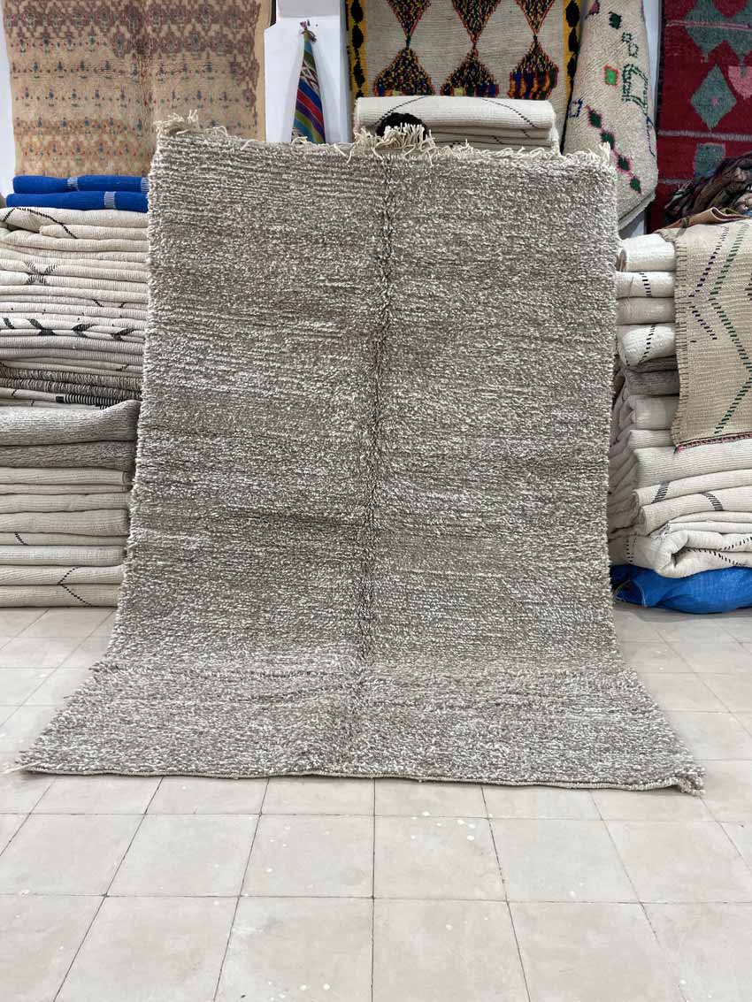 Grand tapis salon gris en laine - Beni Ouarain | Minha Mouber